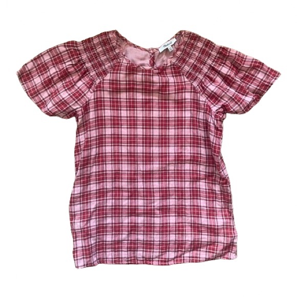 Madewell Flannel Smocked-shoulder Top in Plaid - Picture 5 of 7